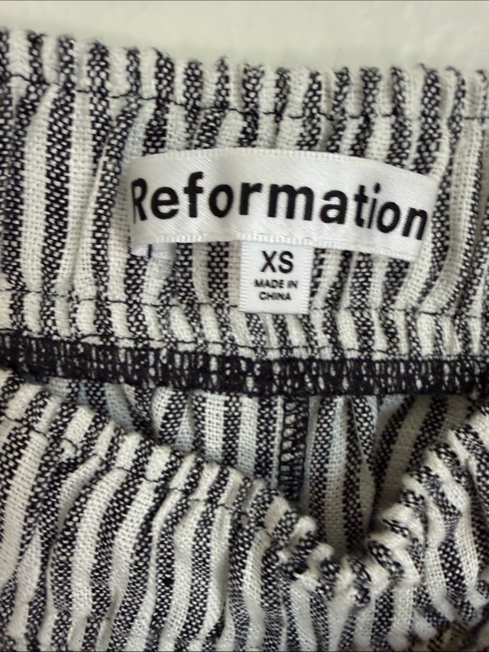 Reformation Ava Blue and White | Vertical Stripe 100% linen Pants - Picture 5 of 7